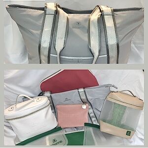Lot of Arbonne Makeup Bags, reusable sandwich bags, Large Tote Bag!